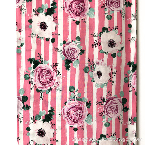 Woven Rayon 45S 105Gsm Stripe Design With Flower